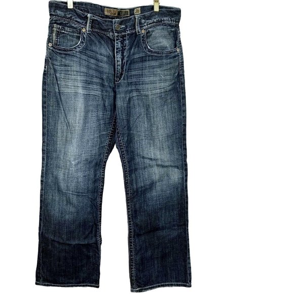 BKE Tyler Jeans size 36 Men Blue Denim Straight 37x32 Distressed Whiskered Dark